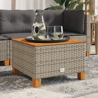Tuintafel 55x55x36 cm poly rattan en acaciahout grijs 3