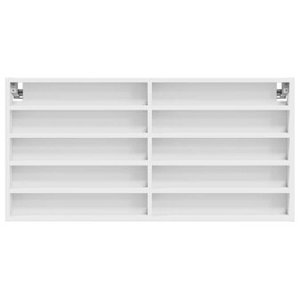 Vitrinekast 100x8,5x50 cm bewerkt hout wit 4