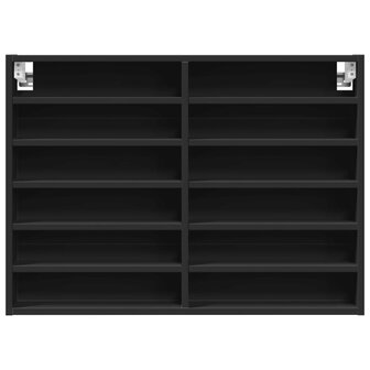 Vitrinekast 80x8,5x58 cm bewerkt hout zwart 4