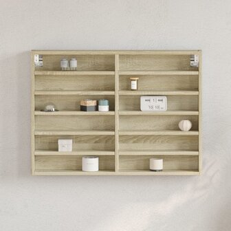 Vitrinekast 80x8,5x58 cm bewerkt hout sonoma eikenkleurig 1
