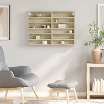 Vitrinekast 80x8,5x58 cm bewerkt hout sonoma eikenkleurig 3