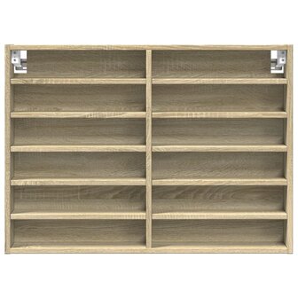Vitrinekast 80x8,5x58 cm bewerkt hout sonoma eikenkleurig 4