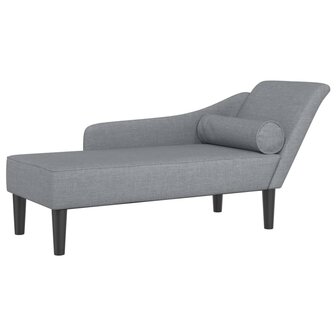 Chaise longue met kussens stof lichtgrijs 2