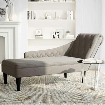 Chaise longue met kussen en rechterarmleuning stof taupe 3