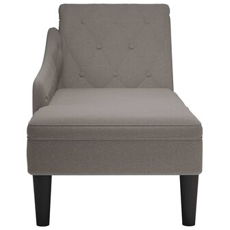 Chaise longue met kussen en rechterarmleuning stof taupe 4