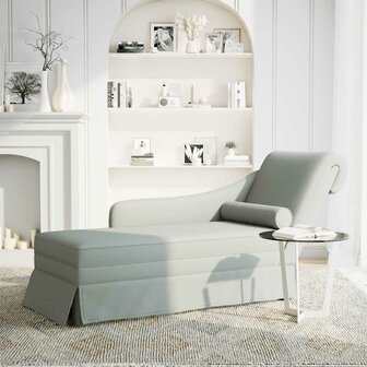 Chaise longue met bolster&amp;rechterarmleuning fluweel lichtgrijs 2