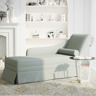Chaise longue met bolster&amp;rechterarmleuning fluweel lichtgrijs 3