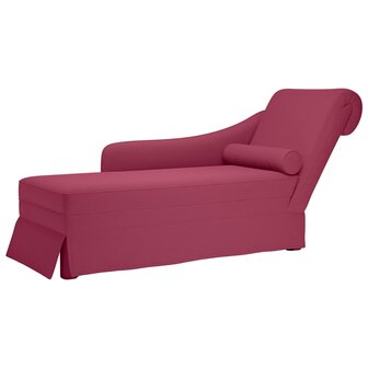 Chaise longue met bolster en rechterarmleuning fluweel wijnrood 1
