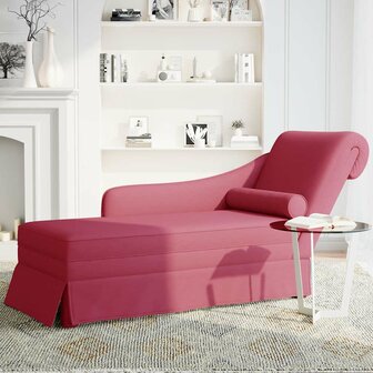 Chaise longue met bolster en rechterarmleuning fluweel wijnrood 3