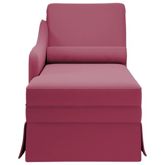 Chaise longue met bolster en rechterarmleuning fluweel wijnrood 4