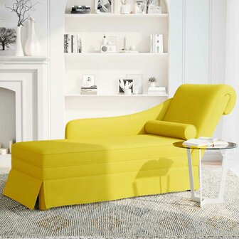 Chaise longue met bolster en rechterarmleuning fluweel geel 3