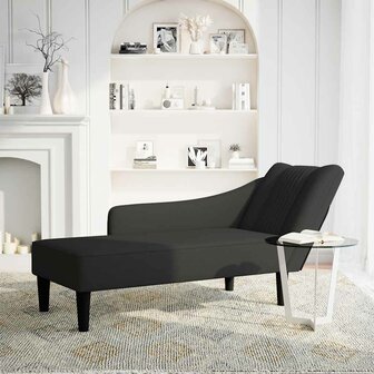Chaise longue met rechterarmleuning fluweel zwart 2