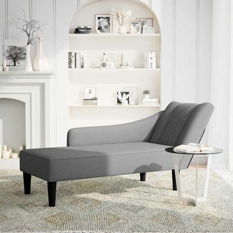 Chaise longue met rechterarmleuning stof donkergrijs 2