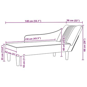 Chaise longue met rechterarmleuning stof donkergrijs 9