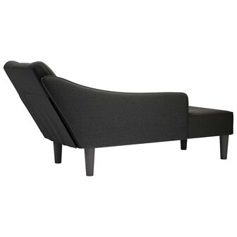 Chaise longue met rechterarmleuning stof zwart 6