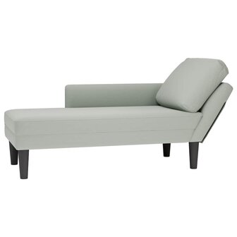Chaise longue met kussen &amp; rechterarmleuning fluweel lichtgrijs 1