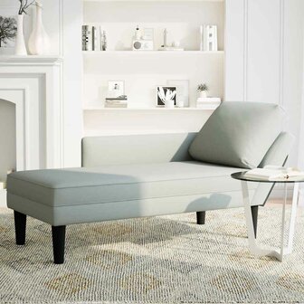 Chaise longue met kussen &amp; rechterarmleuning fluweel lichtgrijs 3