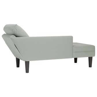 Chaise longue met kussen &amp; rechterarmleuning fluweel lichtgrijs 6