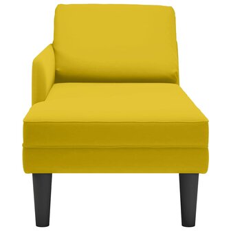 Chaise longue met kussen en rechterarmleuning fluweel geel 4