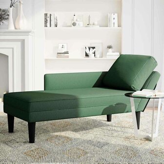 Chaise longue met kussen corduroy stof jungle groen 3