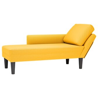 Chaise longue met kussen corduroy stof lichtgeel 1