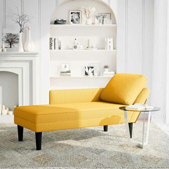 Chaise longue met kussen corduroy stof lichtgeel 2