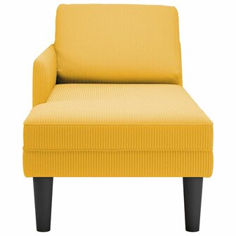 Chaise longue met kussen corduroy stof lichtgeel 4