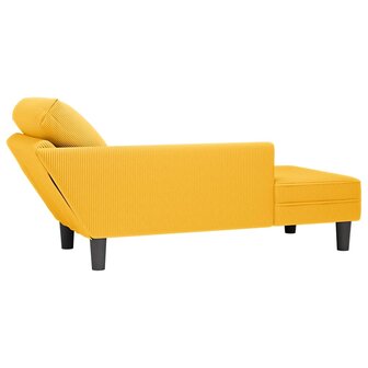 Chaise longue met kussen corduroy stof lichtgeel 6