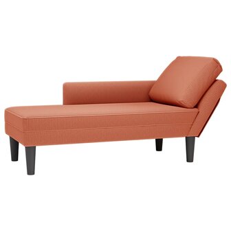 Chaise longue met kussen corduroy stof rood oranje 1
