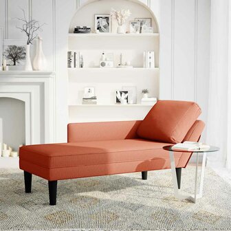 Chaise longue met kussen corduroy stof rood oranje 2