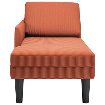 Chaise longue met kussen corduroy stof rood oranje 4