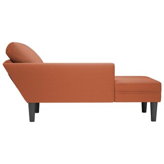 Chaise longue met kussen corduroy stof rood oranje 5