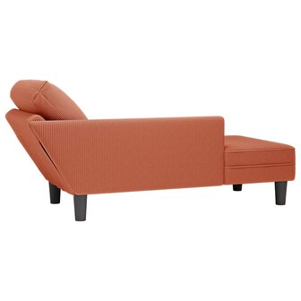 Chaise longue met kussen corduroy stof rood oranje 6