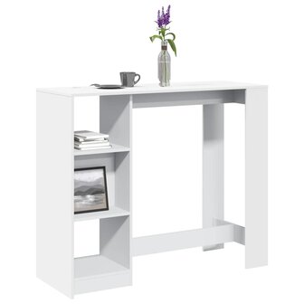 Bartafel met schap 124x46x103,5 cm bewerkt hout wit 1