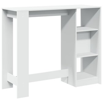 Bartafel met schap 124x46x103,5 cm bewerkt hout wit 6