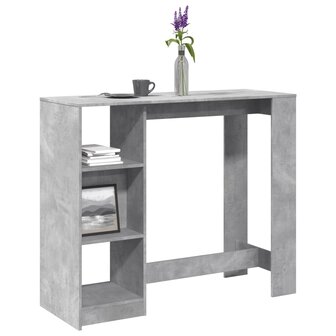 Bartafel met schap 124x46x103,5 cm bewerkt hout betongrijs 1