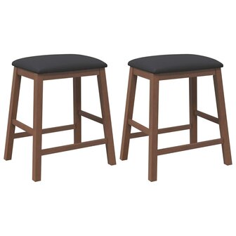 Barstoelen met kussens 2 st massief hout rubber bruin 2