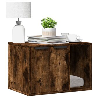 Kattenbakkast 60x40x40 cm bewerkt hout gerookt eikenkleurig 1