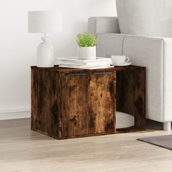 Kattenbakkast 60x40x40 cm bewerkt hout gerookt eikenkleurig 3