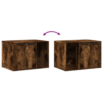Kattenbakkast 60x40x40 cm bewerkt hout gerookt eikenkleurig 8