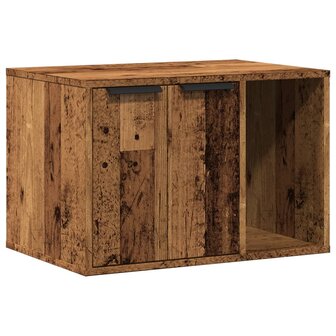 Kattenbakkast 60x40x40 cm bewerkt hout oud houtkleurig 2
