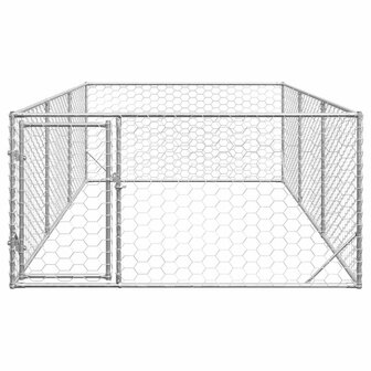 Hondenkennel voor buiten met deur 2x4x1 m gegalvaniseerd staal 3