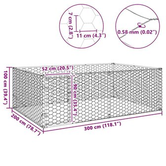 Hondenkennel voor buiten met deur 3x2x1 m gegalvaniseerd staal 8