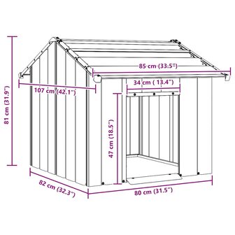 Hondenhok met dak 85x107x81 cm gegalvaniseerd staal 7