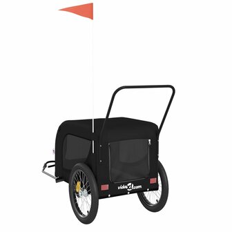 Hondenfietstrailer oxford stof en ijzer zwart 7