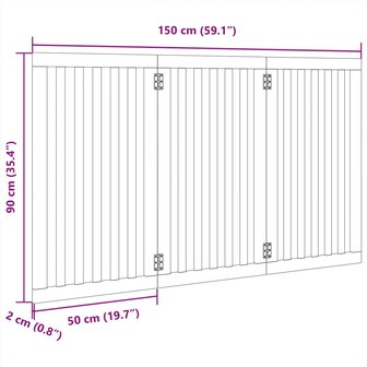 Hondenhek inklapbaar 3 panelen 150 cm populierenhout wit 9
