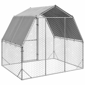 Kippenren met dak 2,5x2x2,25 m gegalvaniseerd staal 5