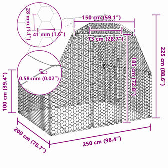 Kippenren met dak 2,5x2x2,25 m gegalvaniseerd staal 8
