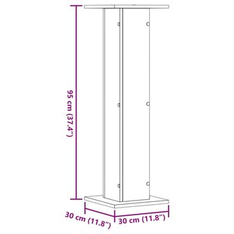 Speakerstandaards 2 st 30x30x95 cm bewerkt hout gerookt eiken 9