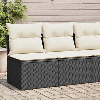 2-delige Loungeset met kussens poly rattan acacia zwart 1